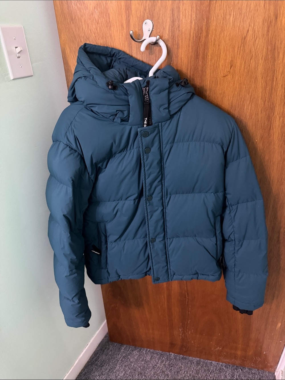 Aritzia Teal Hooded Puffer Jacket